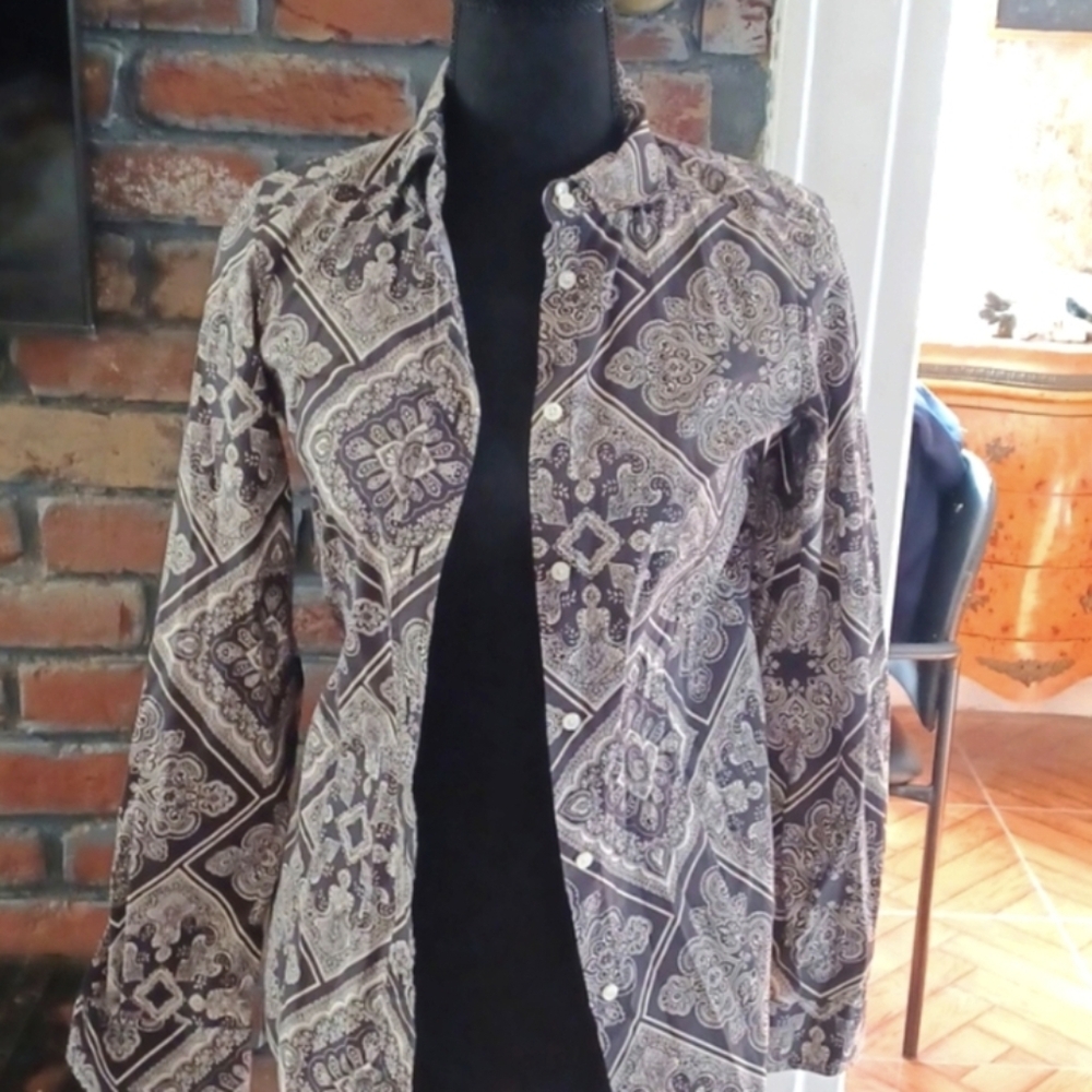 Etro Paisley Printed Cotton Button Front Shirt S